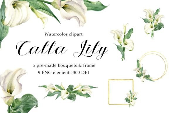 Download Watercolor Floral Bouquet Calla Lily PNG - Floral bouquet Collection