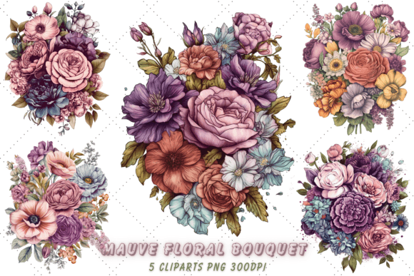 Download Mauve Floral Bouquet Sublimation Clipart - Floral bouquet Collection