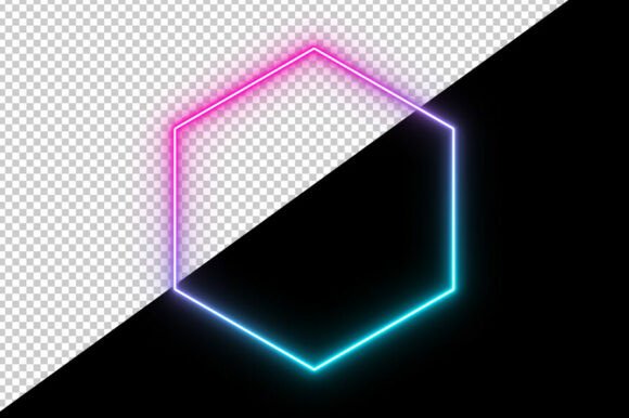 Download Neon Hexagon Glow Frame PNG Transparent - Neon Collection