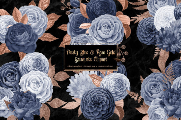 Download Dusty Blue and Rose Gold Floral Bouquets - Floral bouquet Collection