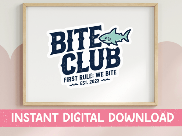 Download Bite Club Shark Vintage Badge Print - Premium Bundle