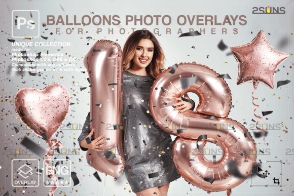 Download Rose Gold Foil Balloons Photo Overlays - Overlays Collection